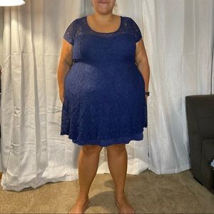 Lace Navy Cocktail Dress- Plus Size